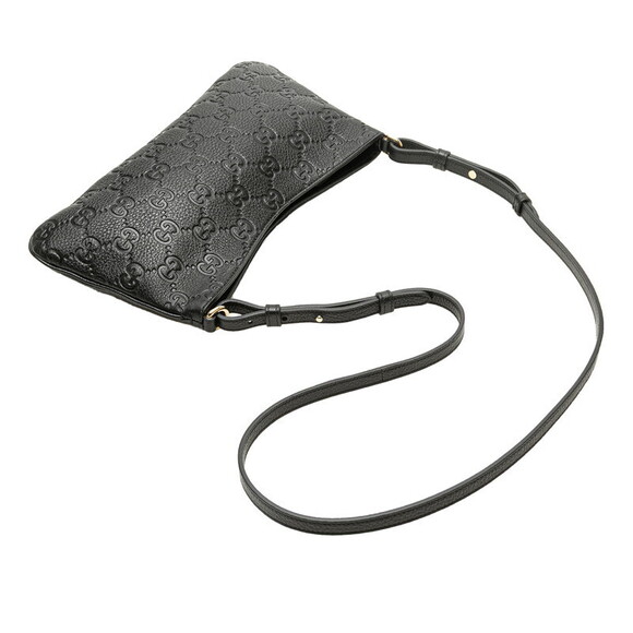 Gucci GG Emblem Chain Shoulder Bag Black Leather - Picture 7 of 10